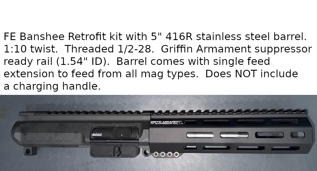 CMMG FE Banshee w/ 5" SS barrel and 7.5" Griffin Armament SR rail